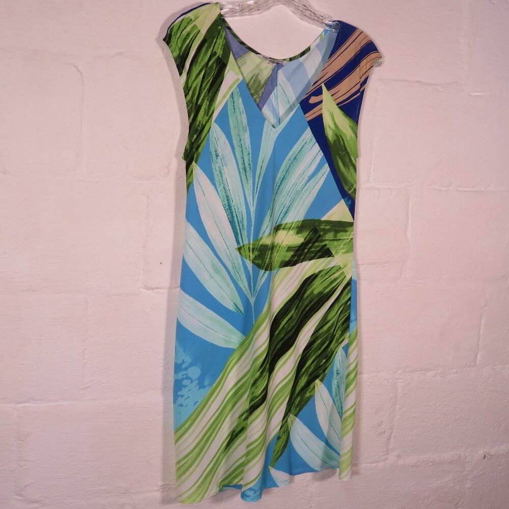 Jams World Blue/Green Tropical Print Dress Small